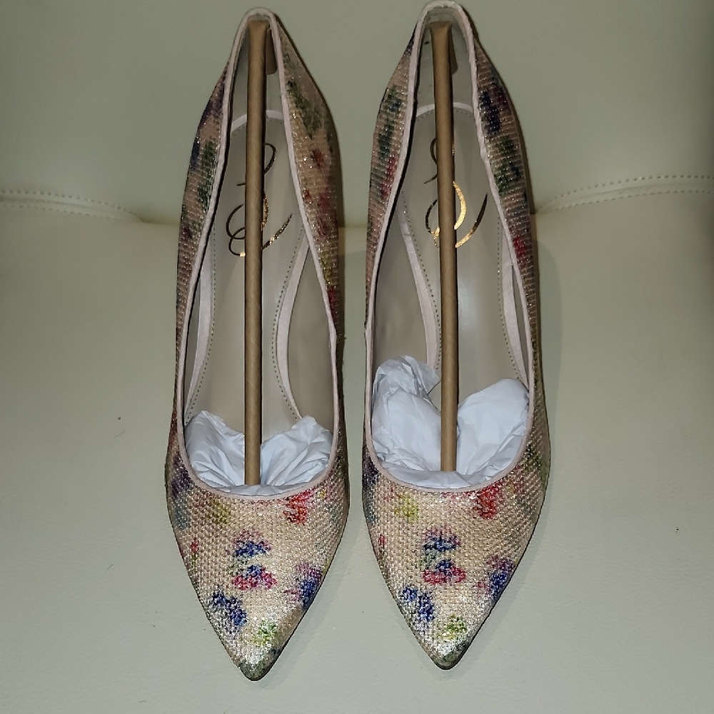 New - Sam Edelman "Hazel" Floral Sequin Heels - Picture 2 of 13